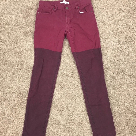 BCBGeneration Denim - BCBGeneration Burgundy Red Colorblock Skinny Jeans
